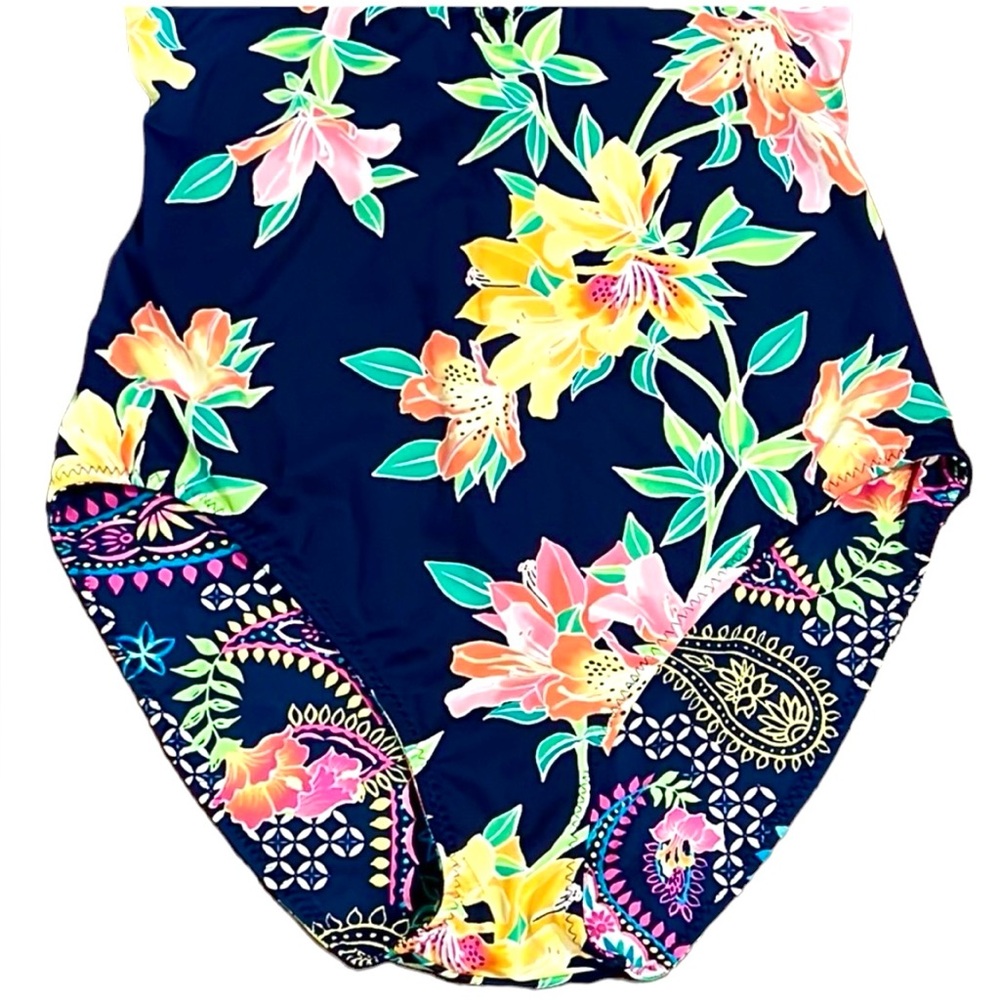 Tommy Bahama Sun Lilies Reversible Lace Back One Piece - Picture 10 of 16